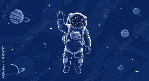 Astronaut Gazing Into Star Filled Helmet Amongst Cosmic Wonders