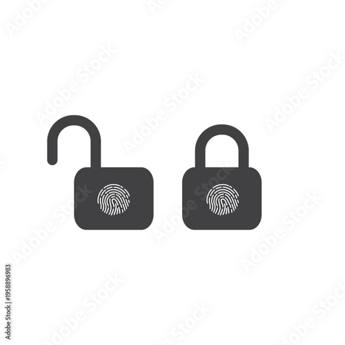 flat design vector padlock with fingerprint lock