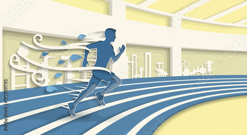 Athlete In Motion Speeding On Track Showing Determination And Athleticism