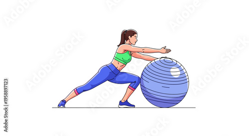 Athletic Woman Engages Core With Stability Ball Exercise