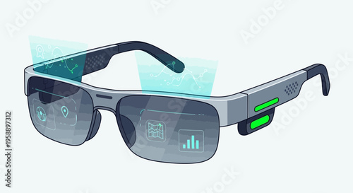 Augmented Reality Smart Glasses Displaying Futuristic Interface Technology