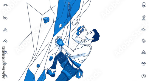 Athletic Climber Applying Grip Enhancer Spray During Indoor Ascent