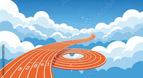 Athletic Journey Above The Clouds Towards The Horizon