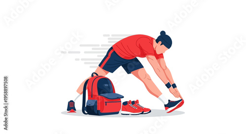 Athletic Individual Engaged In Morning Exercise Routine With Gear Nearby