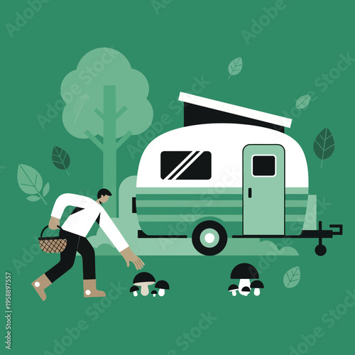 Autumn Forest Foraging Adventure With A Retro Camper Van