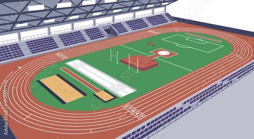 Athletic Stadium With Track And Field Facilities