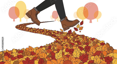 Autumnal Journey Through A Carpet Of Fallen Leaves