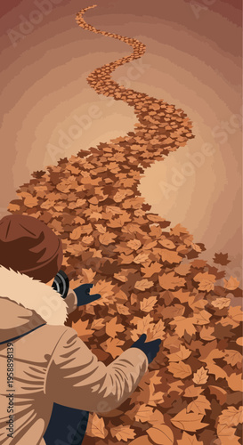 Autumnal Journey Through A Carpet Of Fallen Leaves