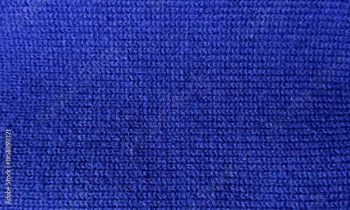 鮮やかな青色のニット生地のテクスチャ背景