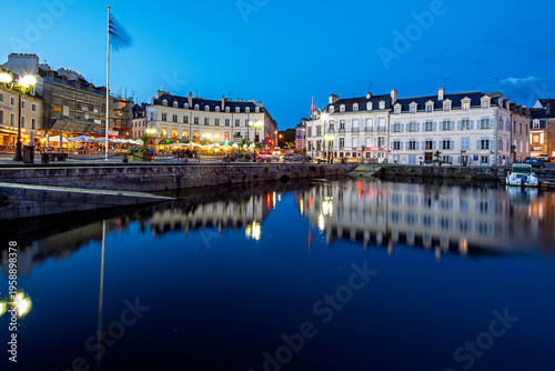 Vannes Gambetta Square Port Buildings Reflection Dusk Long Exposure
