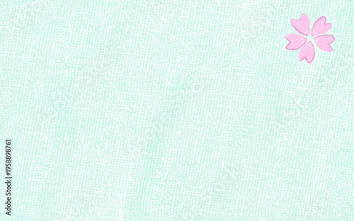 ミントグリーンに桜を添えた春背景素材 - Sakura on Mint Green Background