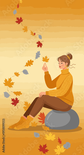 Autumnal Serenity A Woman Embraces Falling Leaves