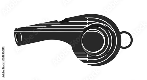 Bold Graphic Representation Of A Referee Whistle With Stylized Lines