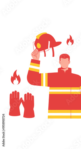 Brave Firefighter Ready to Combat Flames and Save Lives