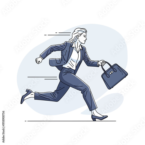 Business Woman Rushing Towards Her Goals With Determination