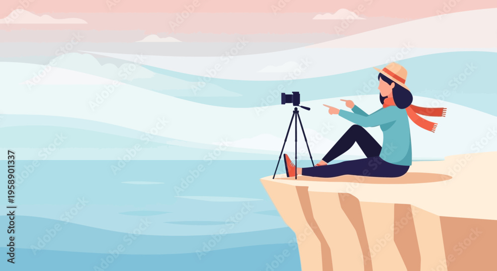 Fototapeta premium Capturing Breathtaking Scenery On A Coastal Cliff