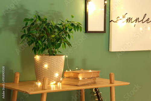 Plant with glowing lights a...