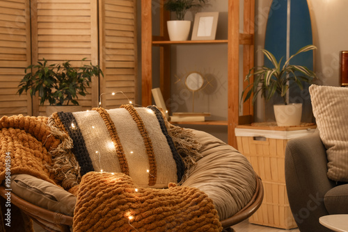Cocoon chair with glowing l...