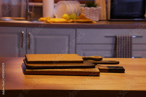 Wooden cutting boards on co...