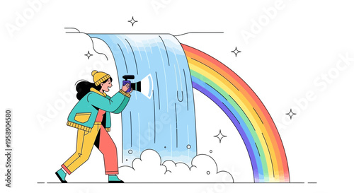 Capturing the Magic of a Waterfall Rainbow Adventure