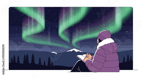 Capturing The Majestic Aurora Borealis In A Serene Winter Landscape