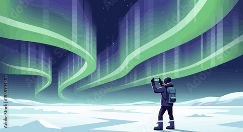 Capturing the Majestic Aurora Borealis Over a Frozen Arctic Landscape