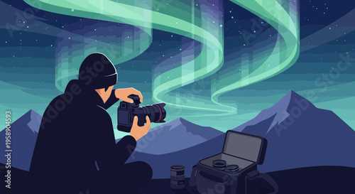 Capturing The Majestic Aurora Borealis Sky Phenomenon While Exploring Mountainous Terrain