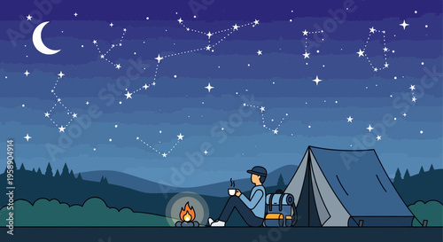Celestial Camping Adventure Under Starry Skies
