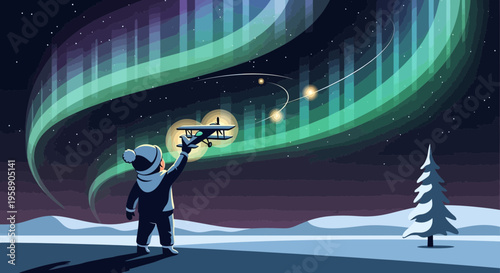 Child Dreams Of Flight Under The Mesmerizing Northern Lights