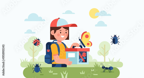 Child Explorer Discovering Insects And Nature