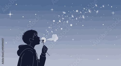 Childhood Dreams Taking Flight On A Starry Night Sky