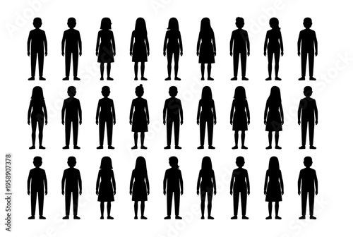 A group of people, including men and women, standing together in a crowd formation.