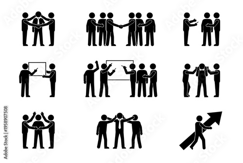 Business people interact and collaborate in office setting with teamwork