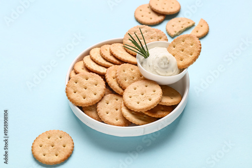 Plate with tasty crackers, ...