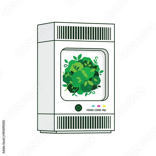 Biological Moss Air Purifier Eco Friendly Appliance Vector
