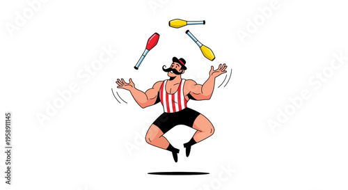 Circus Juggler Performs Daring Feats With Clubs