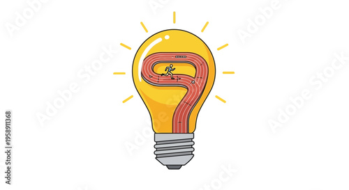 Conceptual Running Track Inside A Glowing Light Bulb Idea