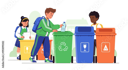 Children Learning Recycling Habits For A Sustainable Future