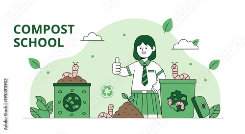 Compost School Education With Worms And Sustainability Theme