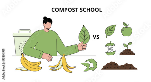 Compost School Illustration Teaching Organic Waste Transformation