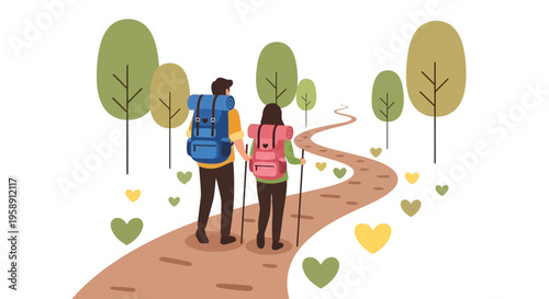 Couple Hiking Together On A Scenic Path