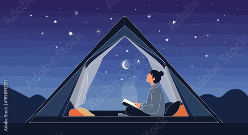 Contemplative Nighttime Journey Under A Celestial Canopy