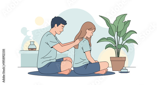 Couple Relaxing With Massage And Aromatherapy At Home