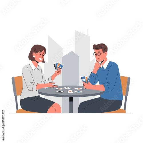 Couple Enjoying A Card Game Together Outdoors