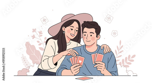Couple Enjoying A Card Game Together With A Romantic Touch