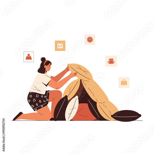 Cozy Blanket Fort Creation For Relaxing Indoor Activities And Playtime Fun