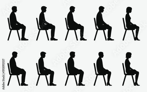 Silhouettes of people sitting in various chair positions.