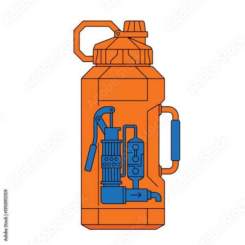 Portable Desalination Water Filter Bottle Survival Tech Vector