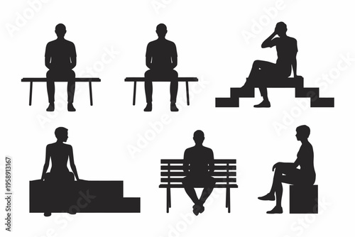 Silhouette icons of people sitting.