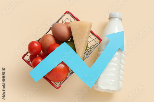 Shopping basket with food p...